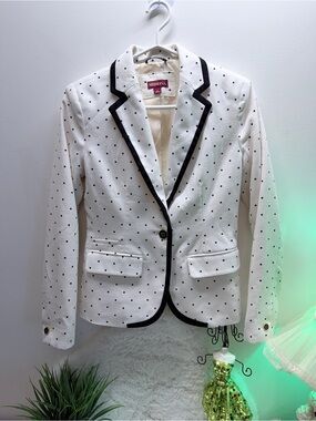 Merona Polka Dots and Black Trim Summer Garden Party Evening Out  Blazer 🎊